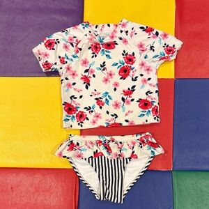 3T Flapdoodles Short Sleeved Floral Kids Swim Set